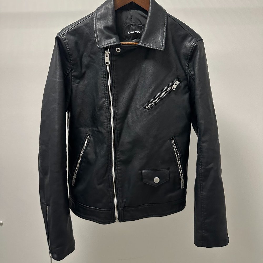 Black Faux Leather Moto Jacket